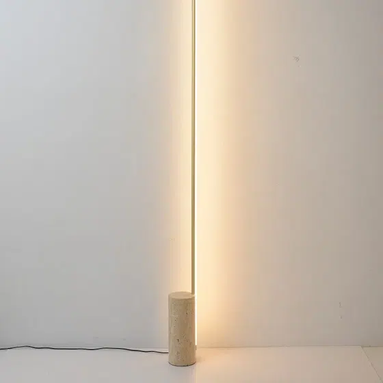 H207CM Aluminum Yellow Travertine LED Floor Lamp in Aluminum and Yellow Travertine, scale view