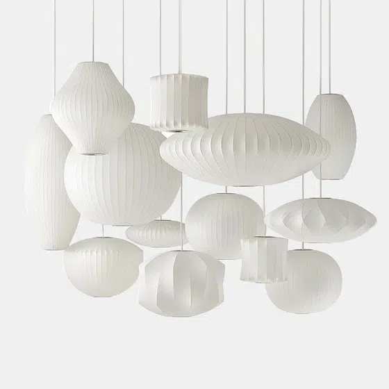 H20CM UFO-Style Silk Pendant Lamp in Iron and Silk, detail view