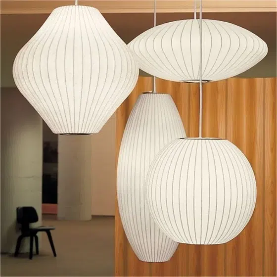 H20CM UFO-Style Silk Pendant Lamp in Iron and Silk, scale view