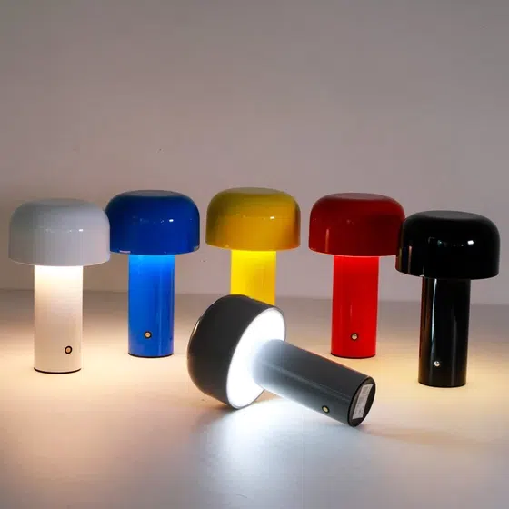 H21cm Mushroom Colourful Table Lamp in Iron, scale view