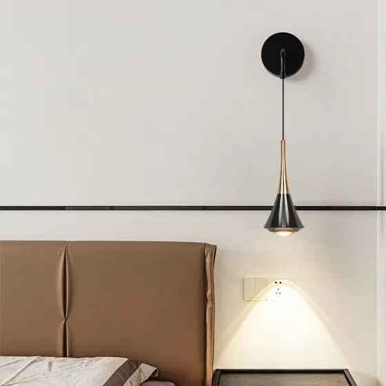 H23cm Black Cone Lens Wall Lamp in Aluminum and Lens, installed view