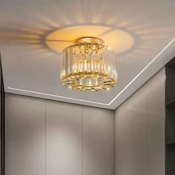 H25cm Iron Crystal Ceiling Light in Iron and Crystal, detail view