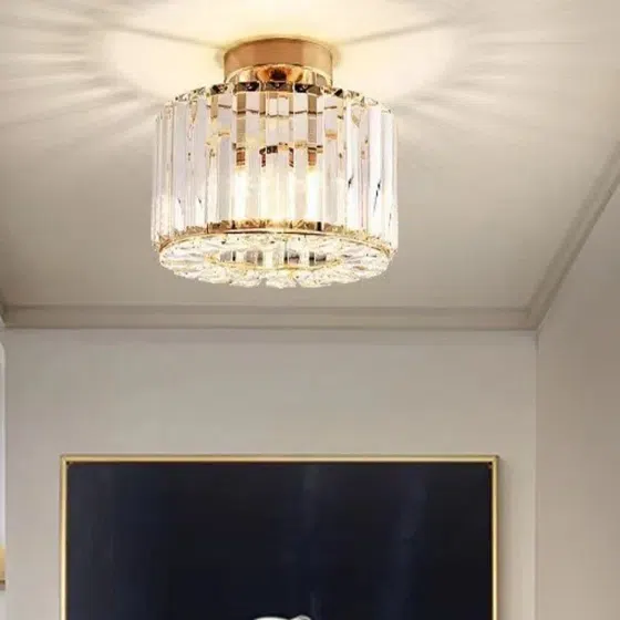 H25cm Iron Crystal Ceiling Light in Iron and Crystal, installed view