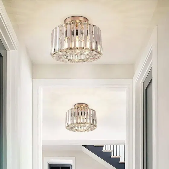 H25cm Iron Crystal Ceiling Light in Iron and Crystal, scale view