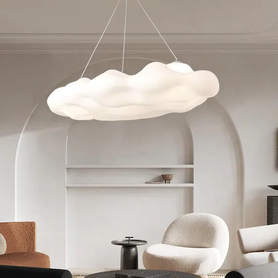H26cm Clouds LED Pendant Lamp in Plastic, installed view
