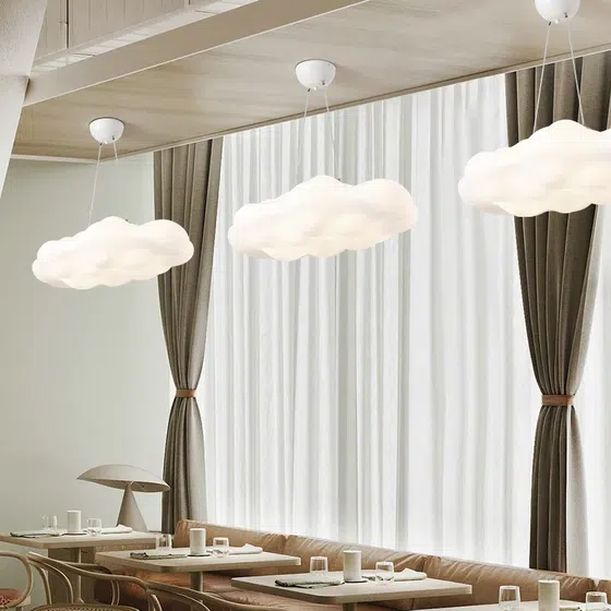 H26cm Clouds LED Pendant Lamp in Plastic, scale view