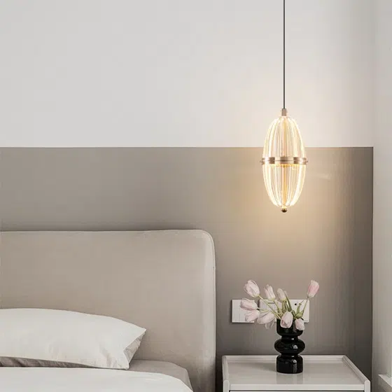 H26CM Golden Acrylic Pendant Lamp in Aluminum and Acrylic, detail view