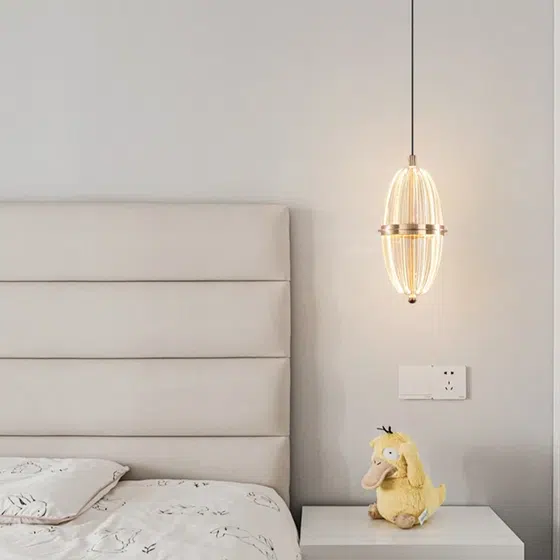 H26CM Golden Acrylic Pendant Lamp in Aluminum and Acrylic, installed view