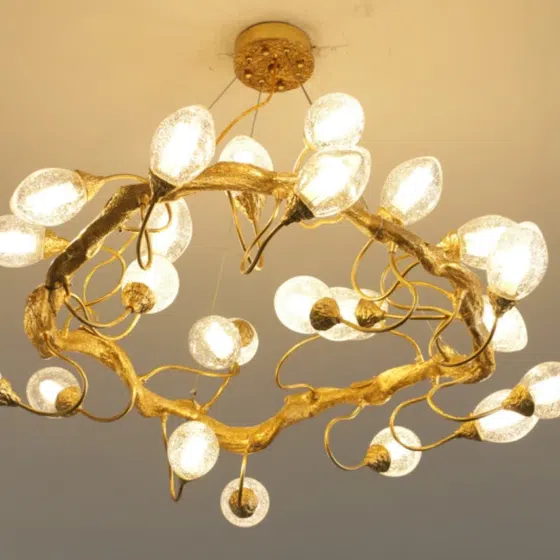 H30CM Copper Chandelier Glass Ball in Copper and Glass, detail view