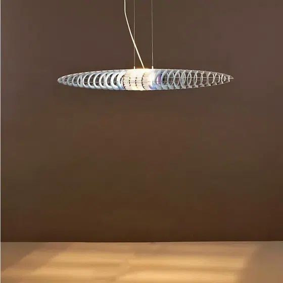 H30cm Spacecraft Colorful Pendant Lamp in Stainless Steel and Acrylic, detail view