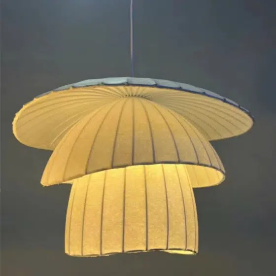 H30CM Warm White Silk Pendant Light in Iron and Silk, product photograph