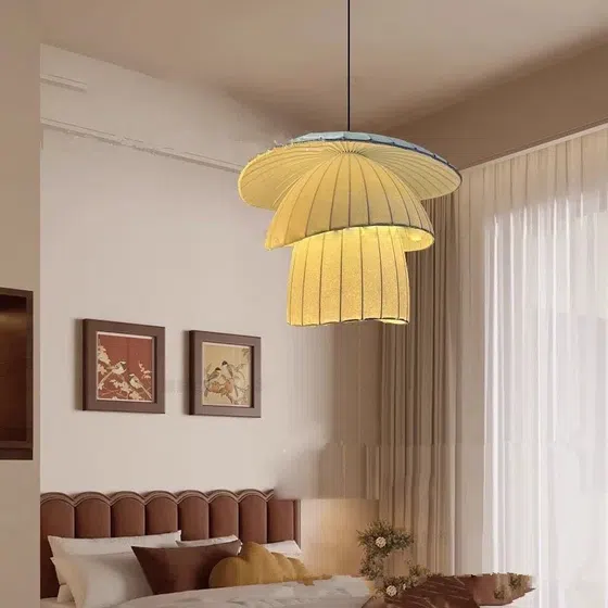 H30CM Warm White Silk Pendant Light in Iron and Silk, scale view