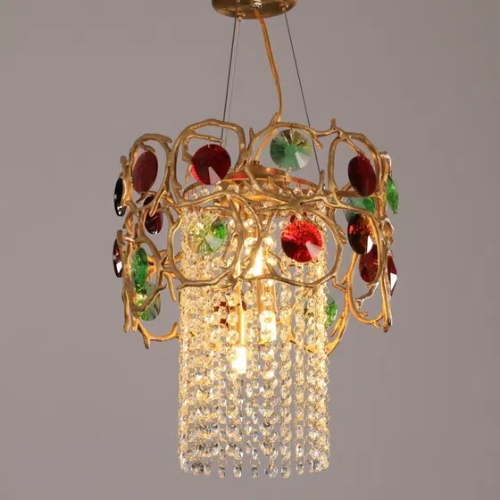 H35cm Copper Crystal Chandelier in Copper and Crystal, installed view