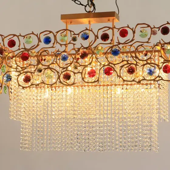 H35cm Copper Crystal Chandelier in Copper and Crystal, scale view