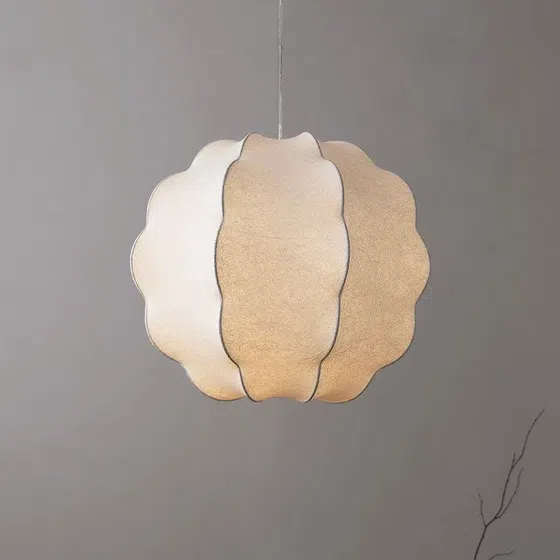 H35cm Retro Silk Pendant Lamp in Iron and Silk, product photograph