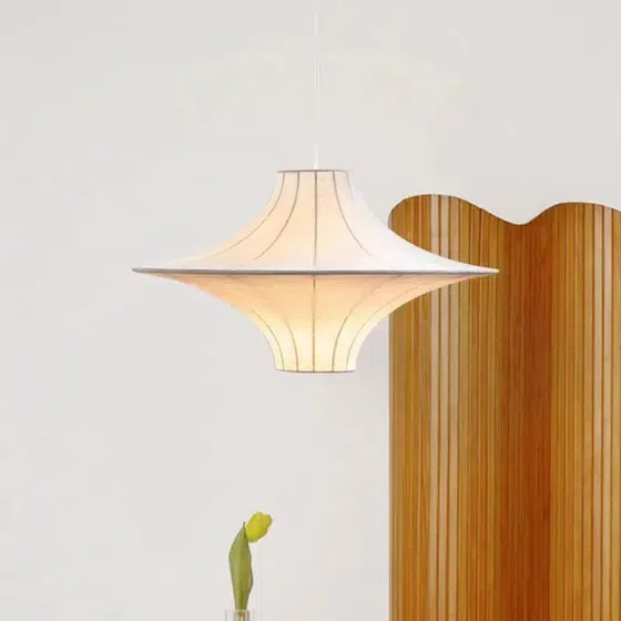 H35CM Silk Fabric Pendant Lamp in Iron and Silk, installed view