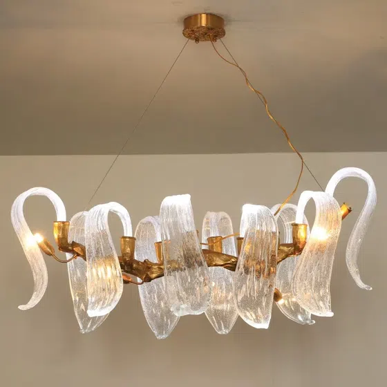 H40CM Adjustable Chandelier Glass Copper in Copper and Glass, product photograph