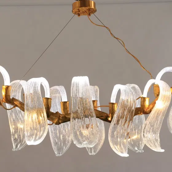 H40CM Adjustable Chandelier Glass Copper in Copper and Glass, detail view