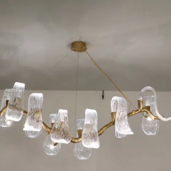 H40CM Adjustable Chandelier Glass Copper in Copper and Glass, installed view