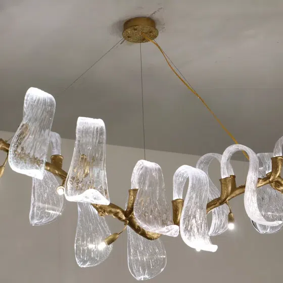 H40CM Adjustable Chandelier Glass Copper in Copper and Glass, scale view