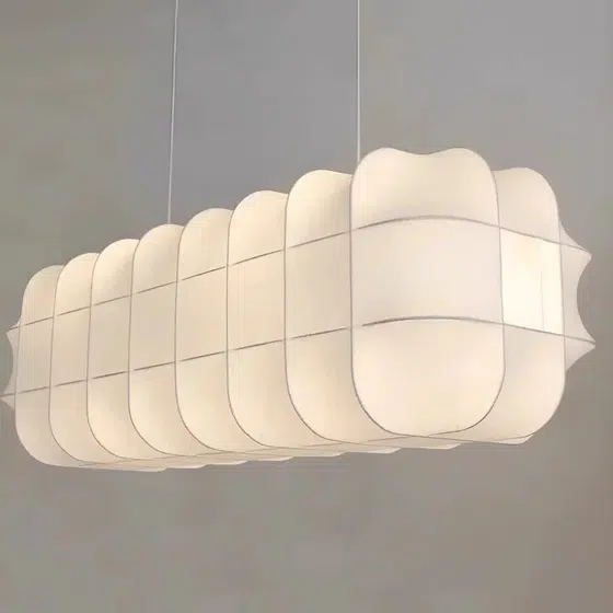 H41CM Cuboid Silk Pendant Lamp in Iron and Silk, scale view
