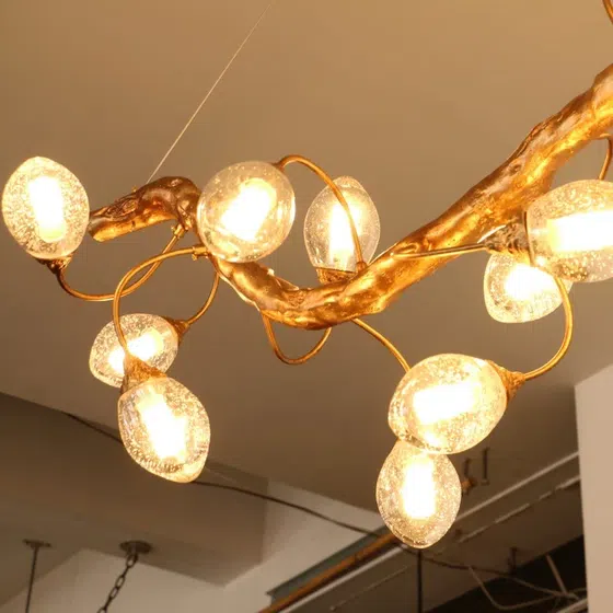 H45cm Copper Chandelier Brass Glass in Copper and Glass, installed view
