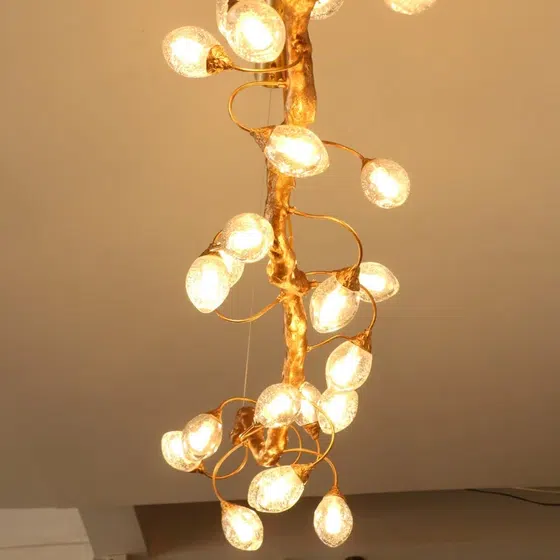 H45cm Copper Chandelier Brass Glass in Copper and Glass, scale view