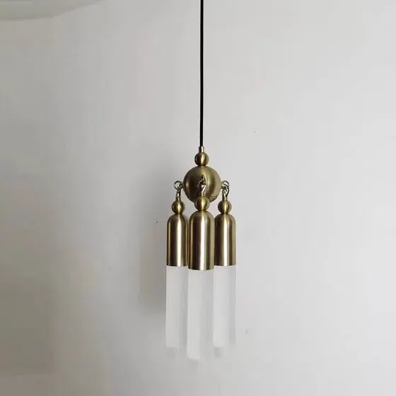 H45CM Metal Brushed Pendant Light in Iron and Acrylic, detail view