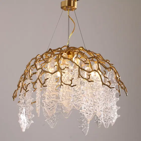 H50CM Branch Brass Chandelier Copper Glass in Copper and Glass, product photograph