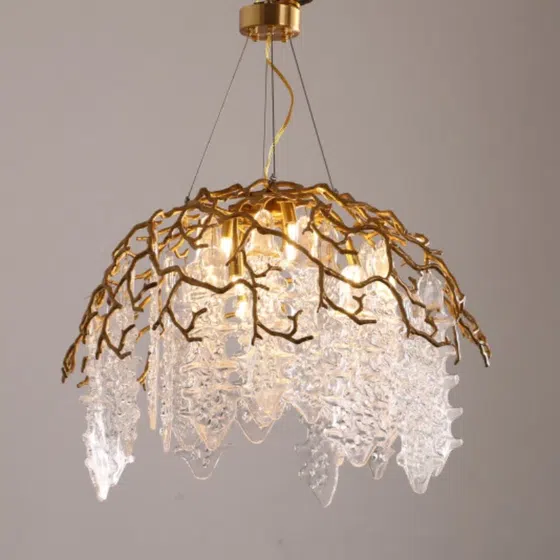 H50CM Branch Brass Chandelier Copper Glass in Copper and Glass, scale view