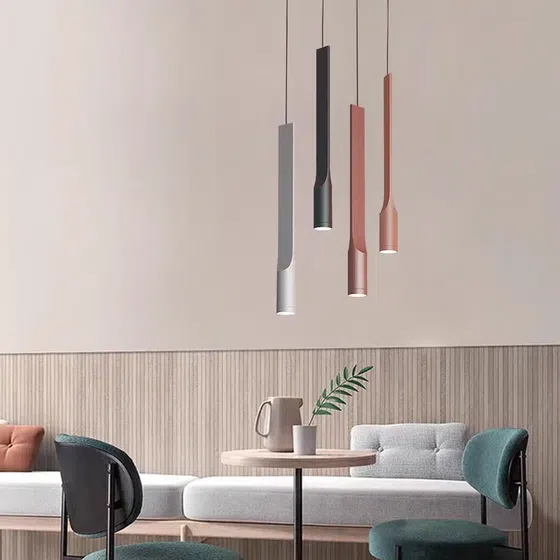 H50CM Long Linear Pendant Lamp in Aluminum Alloy, detail view