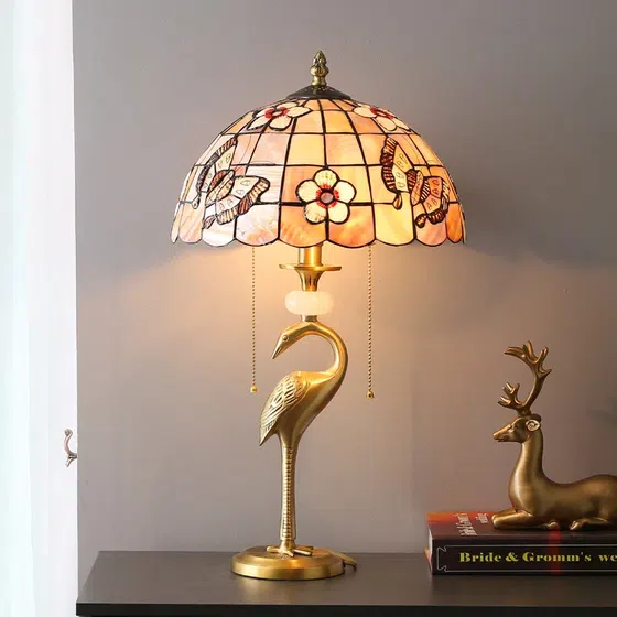 H56CM E26/E27 Copper Shell LED Table Light in Copper and Shell, installed view