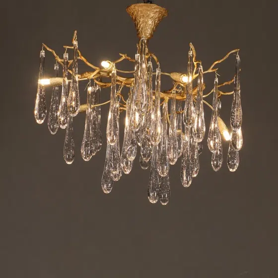 H65CM Branch Glass Chandelier in Copper and Glass, product photograph
