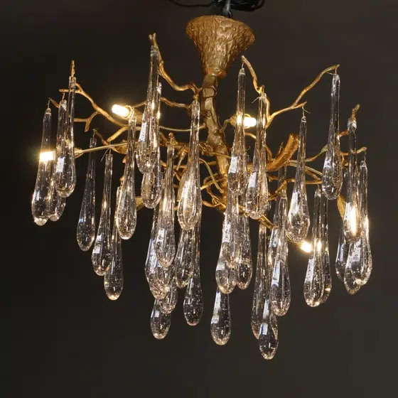 H65CM Branch Glass Chandelier in Copper and Glass, detail view