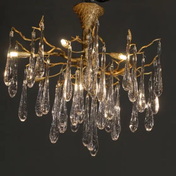 H65CM Branch Glass Chandelier in Copper and Glass, scale view