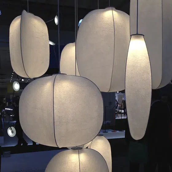 H68CM Carambola Silk Pendant Lamp in Iron and Silk, scale view