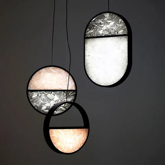H150CM Hardware Acrylic Pendant Lamp in Hardware and Acrylic, product photograph