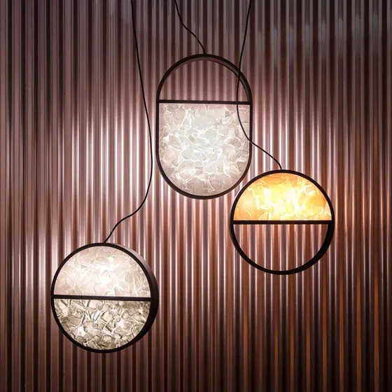 H150CM Hardware Acrylic Pendant Lamp in Hardware and Acrylic, detail view