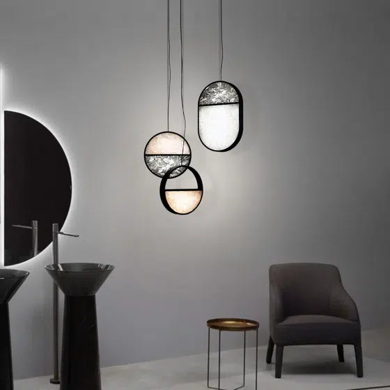 H150CM Hardware Acrylic Pendant Lamp in Hardware and Acrylic, scale view