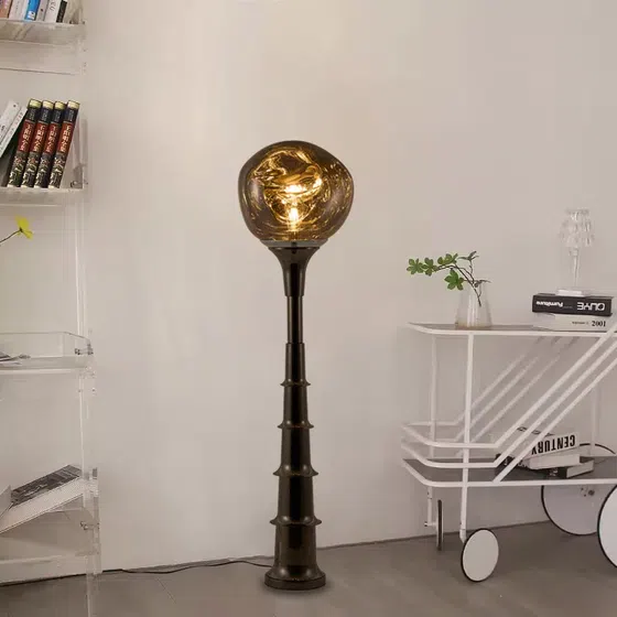 E27/E26 Hardware Lava Bamboo Pole Floor Lamp in Hardware and Acrylic, detail view