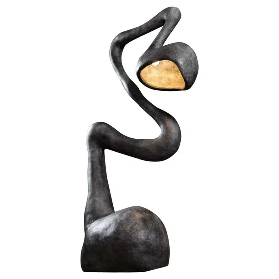 Heart Resin E27 Black Floor Lamp in Resin, installed view