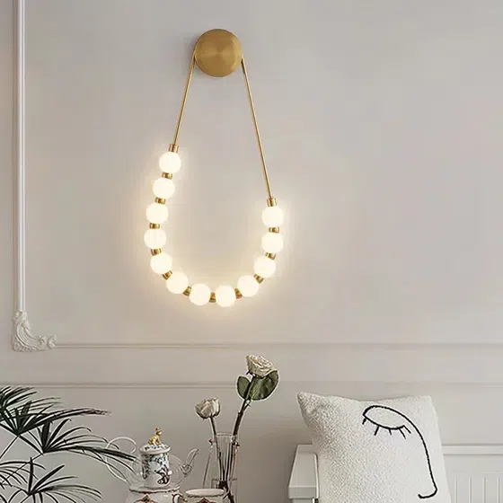 Iron Acrylic Ball LED Wall Lamp in Iron Plating and Acrylic, detail view