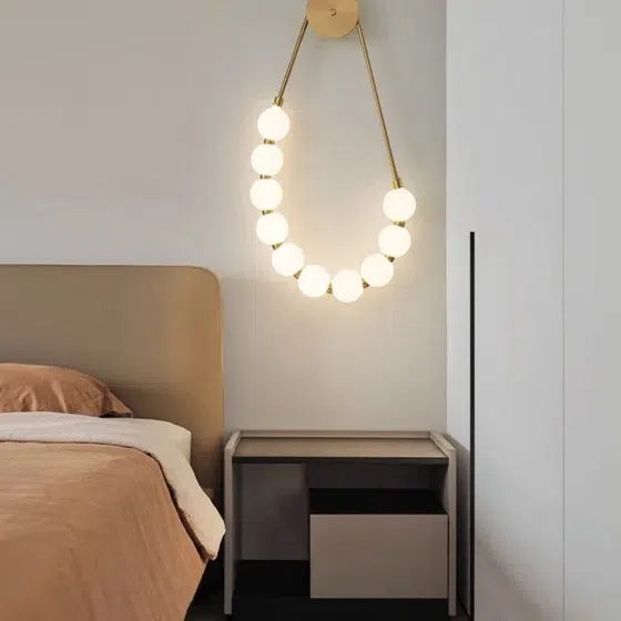 Iron Acrylic Ball LED Wall Lamp in Iron Plating and Acrylic, installed view