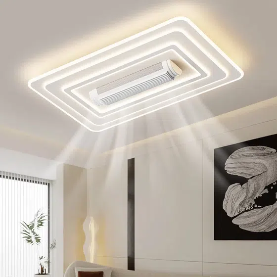 Iron Acrylic Remote Control Ceiling Fan Light in Metal and PC and Acrylic, detail view