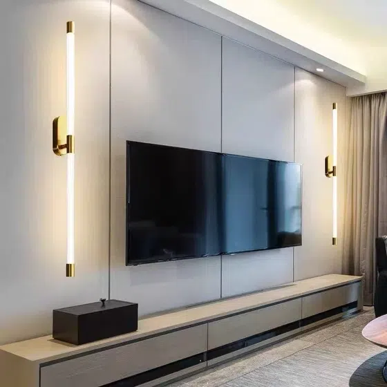Iron Acrylic Linear Long Wall Light in Iron and Acrylic, installed view