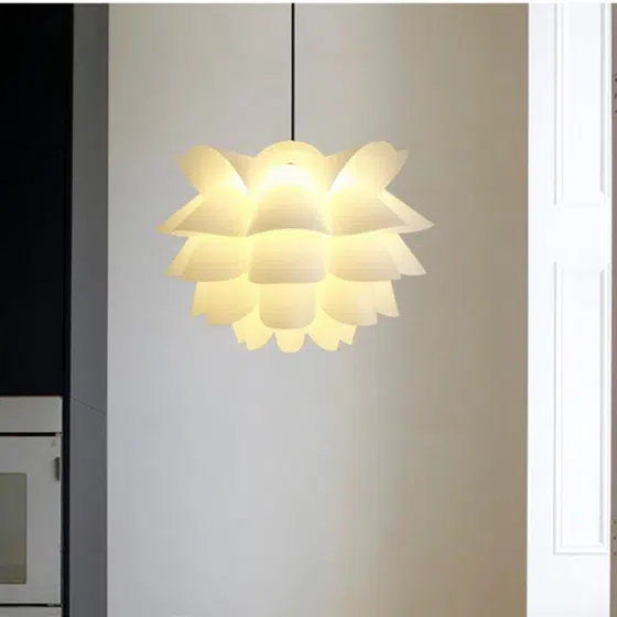Iron Acrylic Lotus Pendant Light in Iron and Acrylic, product photograph