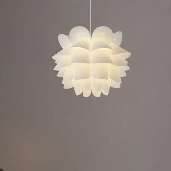 Iron Acrylic Lotus Pendant Light in Iron and Acrylic, detail view