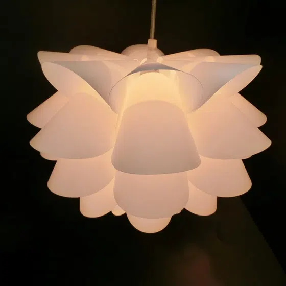 Iron Acrylic Lotus Pendant Light in Iron and Acrylic, installed view