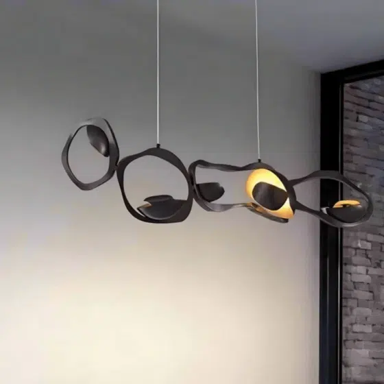1-4 Heads Iron Black Gold Pendant Light in Iron Plating, detail view