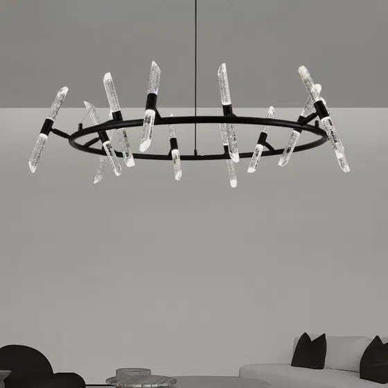 Iron Bubble Stick LED Pendant Lamp in Iron and Bubble Stick, product photograph